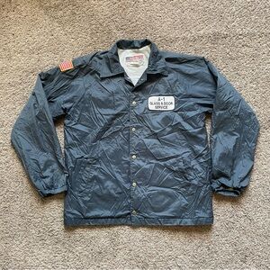 National Patrol Nylon Blue Windbreaker Jacket Mens M A-1 Glass & Door Service